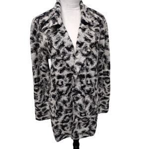 Nic + Zoe Womens Faux Fur Animal Print Warm Coat Jacket Med Pockets